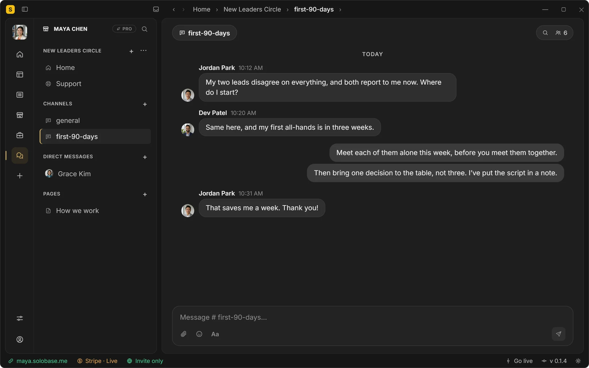 A Community Hub channel in the SoloBase app